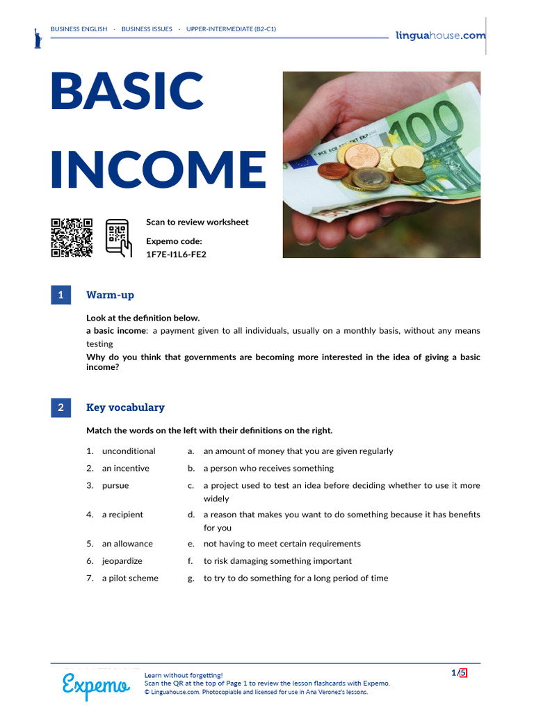 basic-income-american-english-teacher-B2-C1 | PDF | Taxes | Income