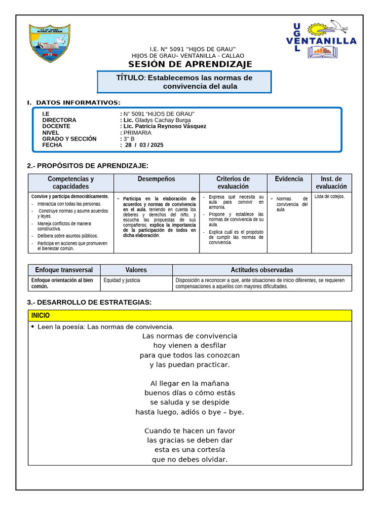 Normas de Convivencia en el Aula | PDF | Salón de clases | Aprendizaje