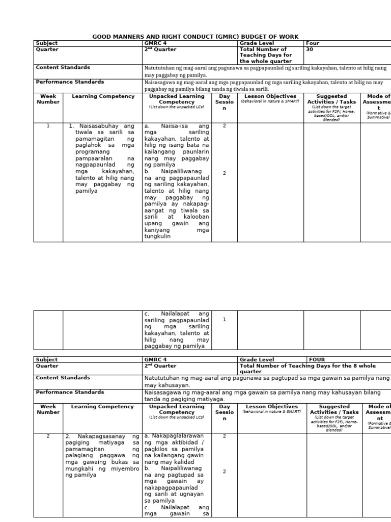 Bow GMRC 4 Quarter 2 | PDF
