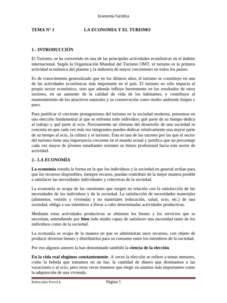 Funciones del Turismo en la Economía | PDF | Turismo | Consumo (economía)