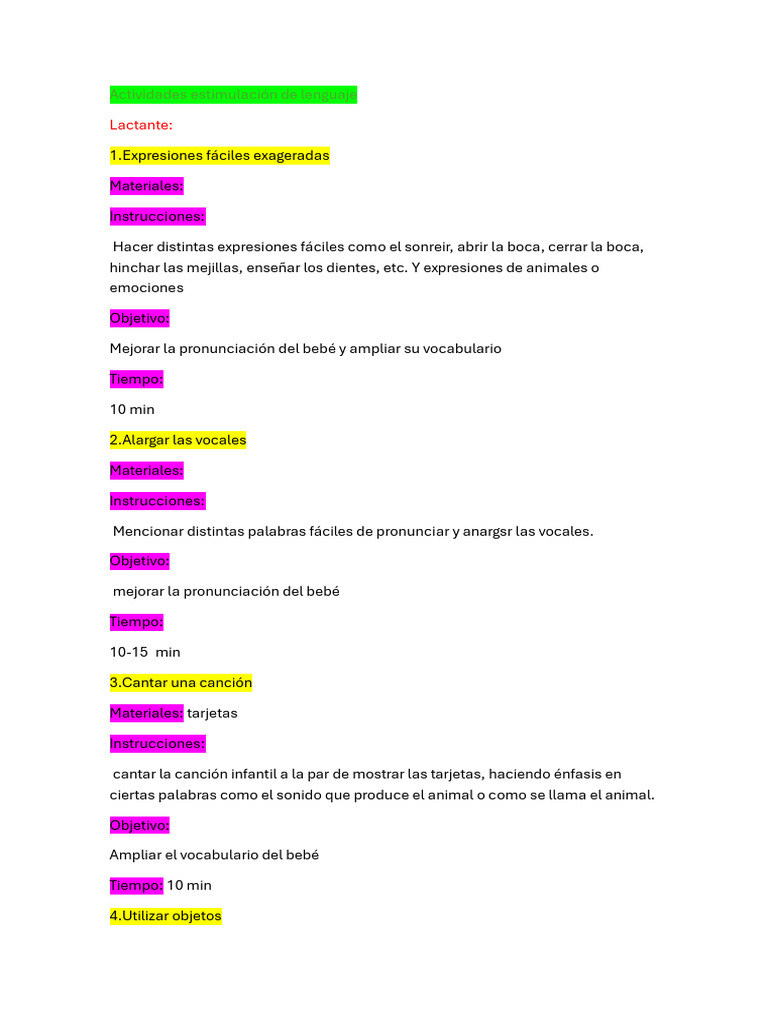 Actividades para Estimular el Lenguaje Infantil | PDF | Marionetas