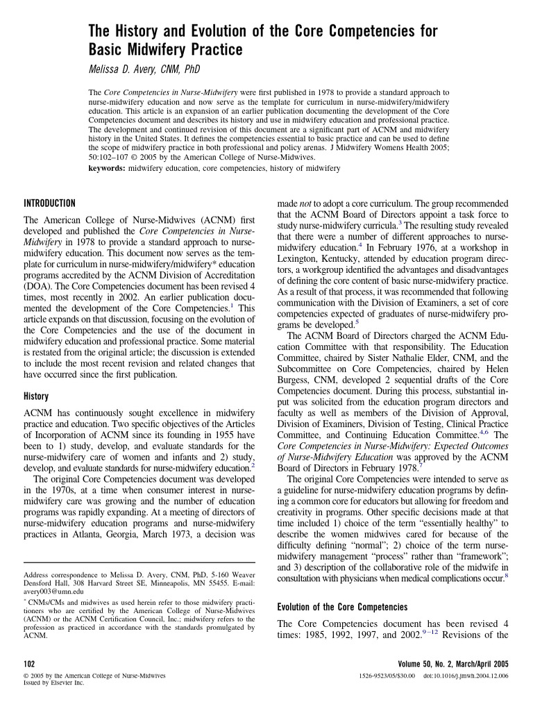The History and Evolution of The Core Co | PDF | Midwife | Midwifery