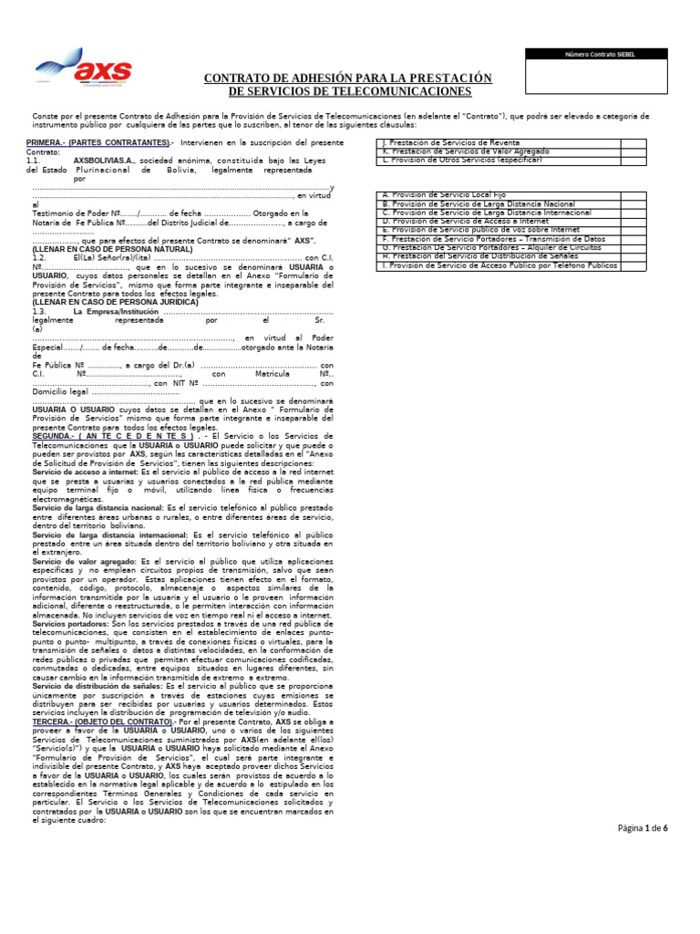 Contrato de Adhesión Telecomunicaciones | PDF | Pagos | Telecomunicaciones