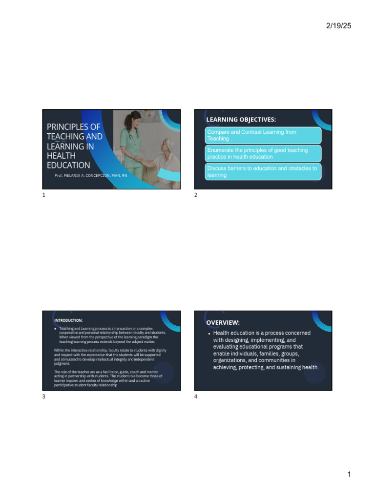 Teaching Principles in Health Education | PDF | Learning | Educational ...