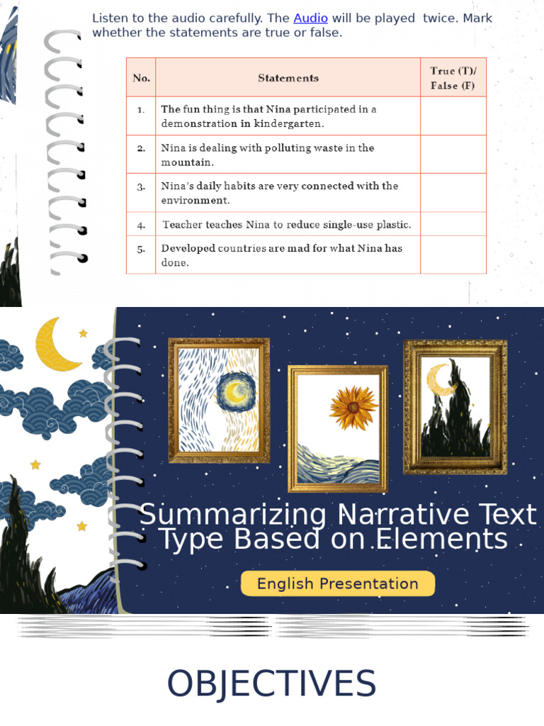 Summarizing Narrative Text Elements | PDF