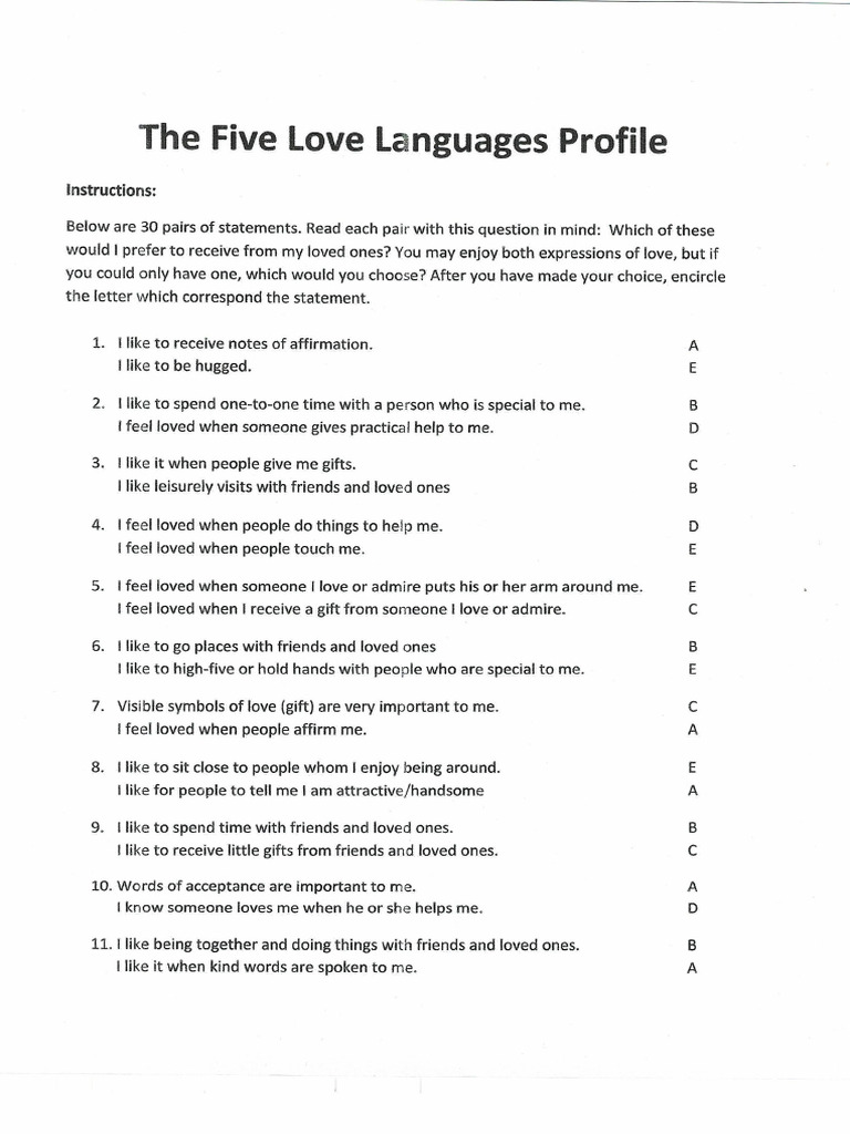 5 Love Languages Profile | PDF
