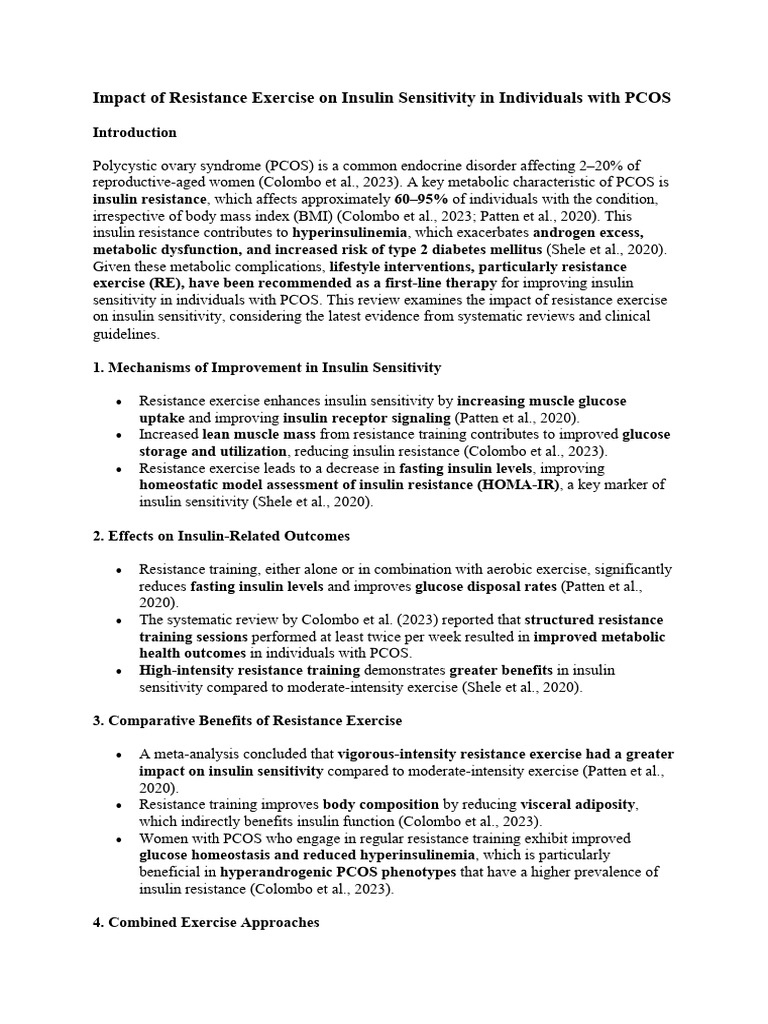 Resistance Exercise Benefits for PCOS | PDF | Insulin Resistance ...