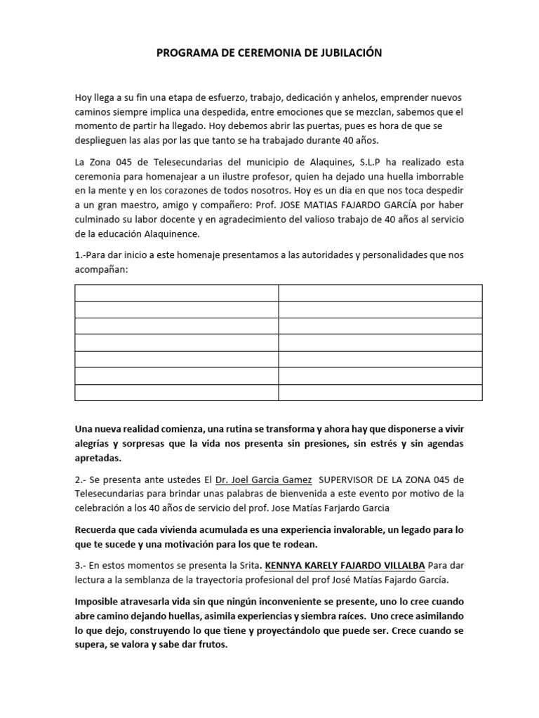 Ceremonia de Jubilación del Prof. Fajardo | PDF
