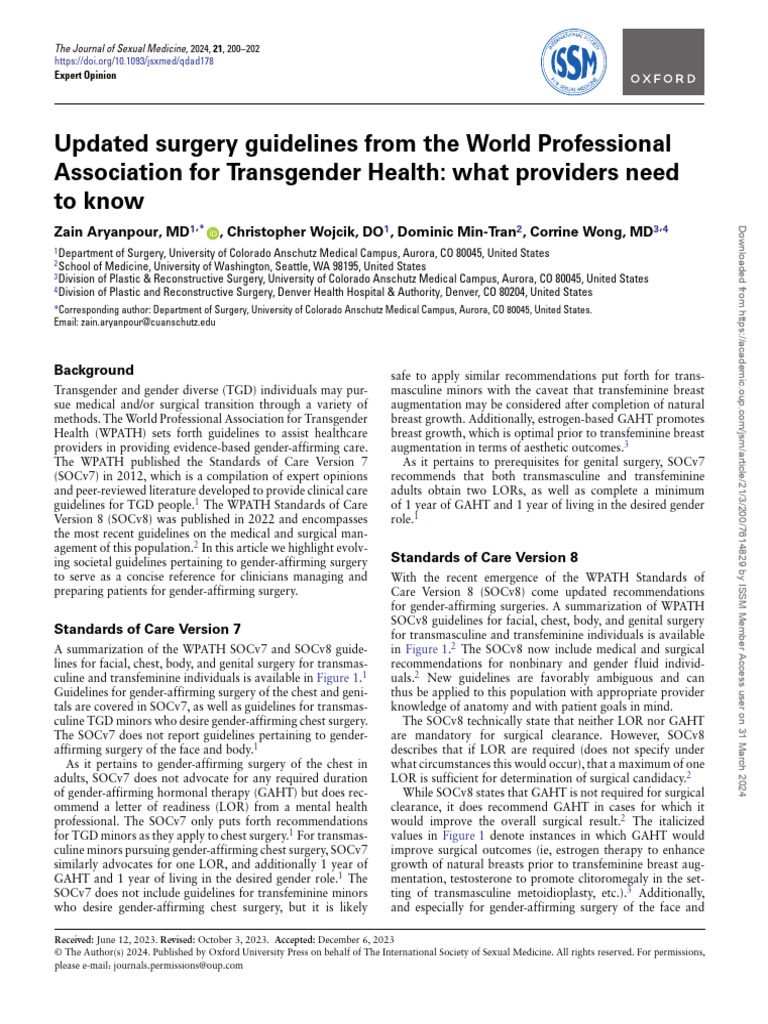 WPATH Surgery Guidelines Update 2023 | PDF | Transgender | LGBTQIA+ Studies