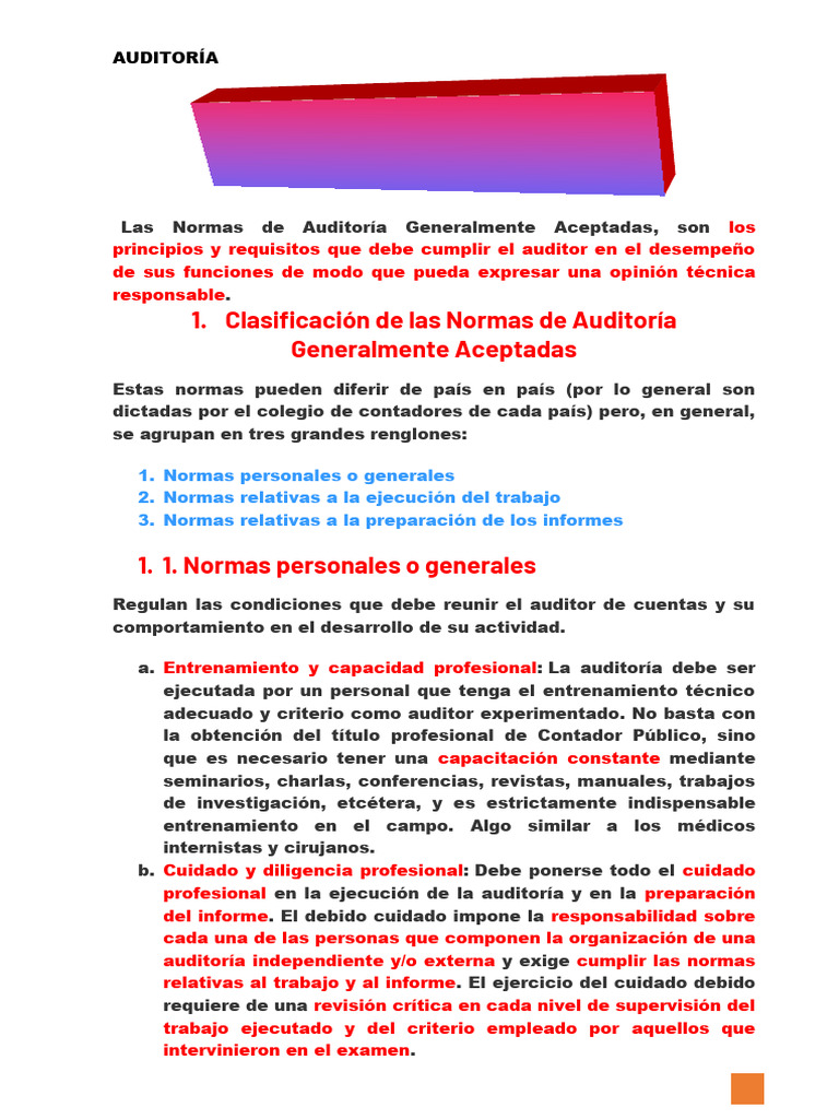Normas de Auditoría Generalmente Aceptadas | PDF | Auditoría | Contralor