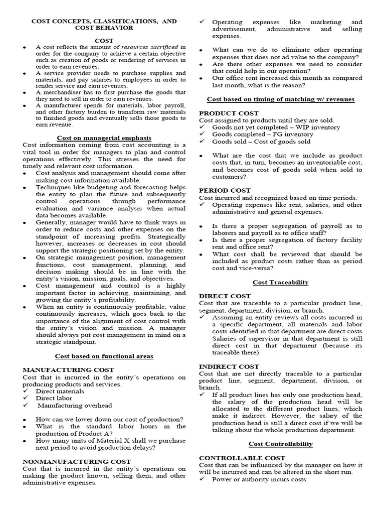 Cost Concepts in Managerial Accounting | PDF | Cost Accounting | Cost