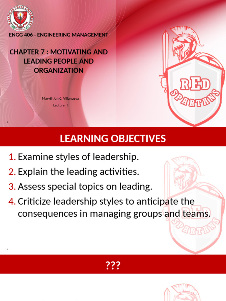 Engg 406 Chapter 7 Motivating and Leading | PDF | Leadership | Motivational