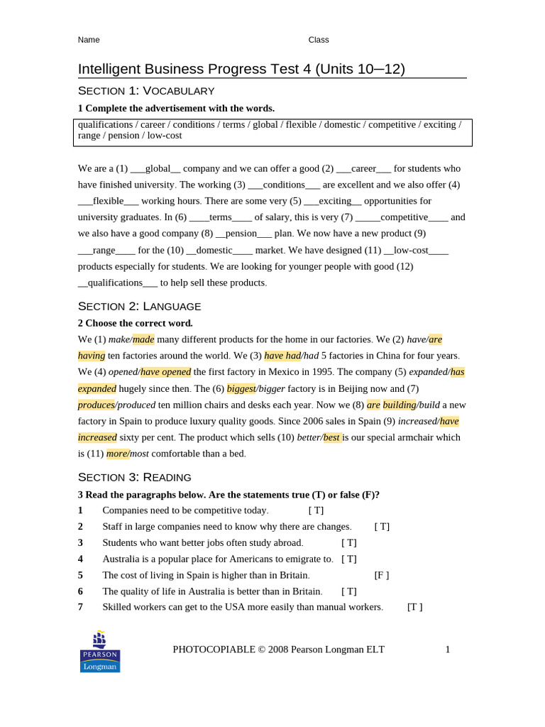 Progress Test 4 | PDF | Cost Of Living | Economies