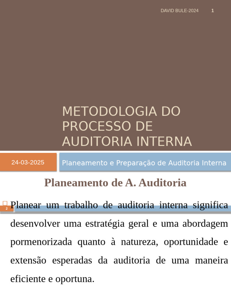 4 Aula - Plan Prepar de Auditoria - Interna PTA1 | PDF | Contabilidade ...