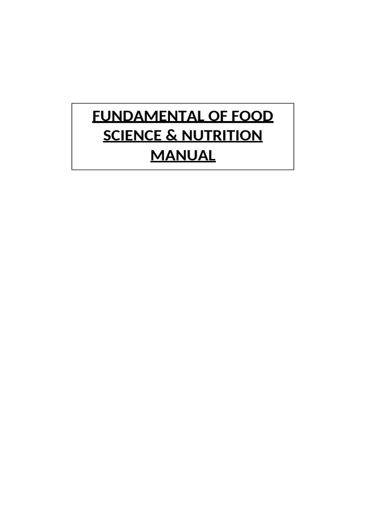 Food Science & Nutrition Practical Guide | PDF