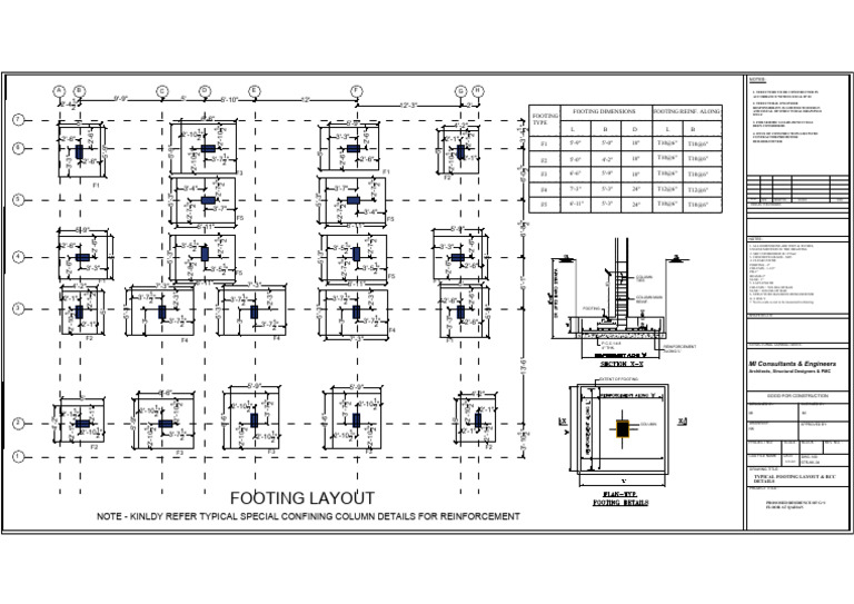 4.G+1 - QDN - Kashif - Footing Layout & RCC Details | PDF | Civil ...