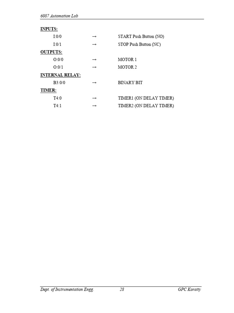 PLC Timer Program for Motor Control | PDF | Programmable Logic ...