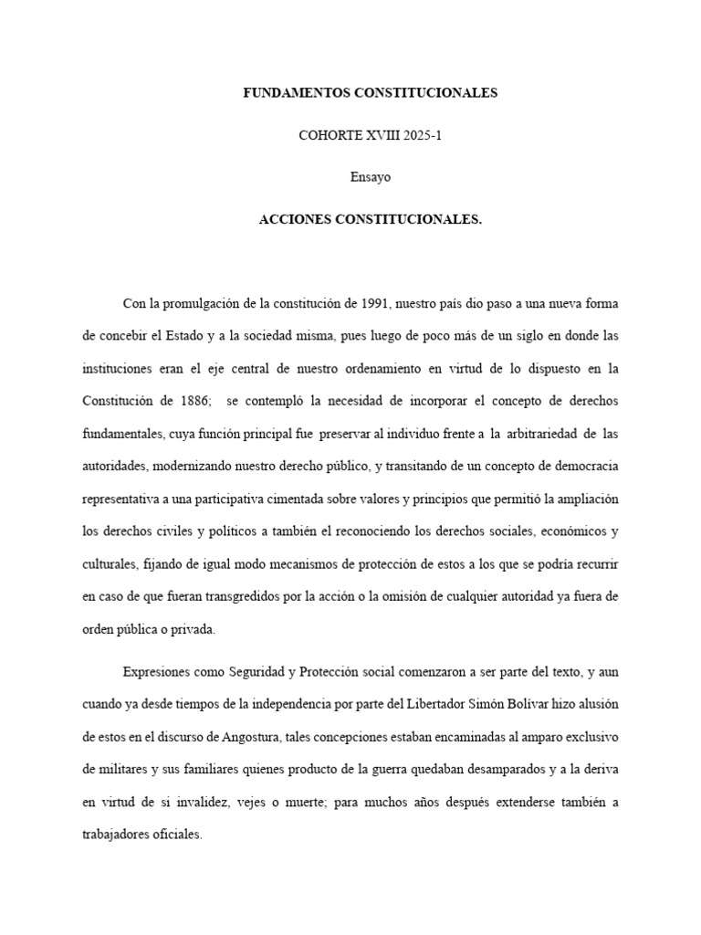 Acciones Constitucionales en Colombia | PDF | Petición | Derecho ...