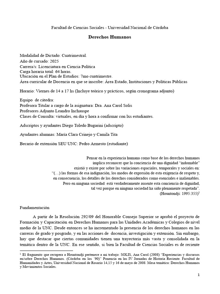 Derechos Humanos en Ciencia Política 2025 | PDF | Derechos humanos ...