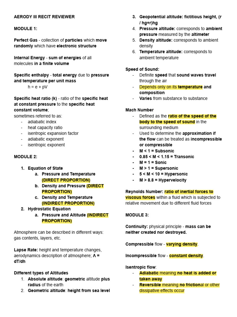Aerodynamics and Gas Dynamics Concepts | PDF | Fluid Dynamics | Mach Number