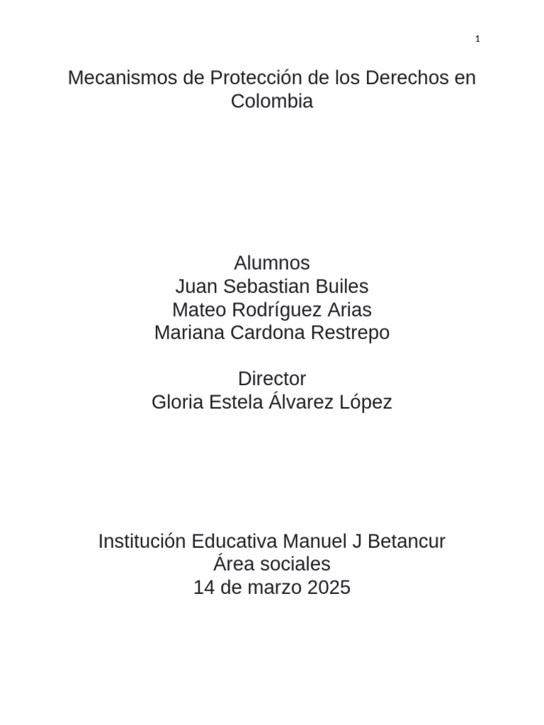 Protección de Derechos en Colombia | PDF | Habeas corpus | Debido al ...