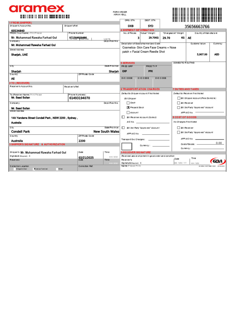 House Airwaybill 35656663766 | PDF