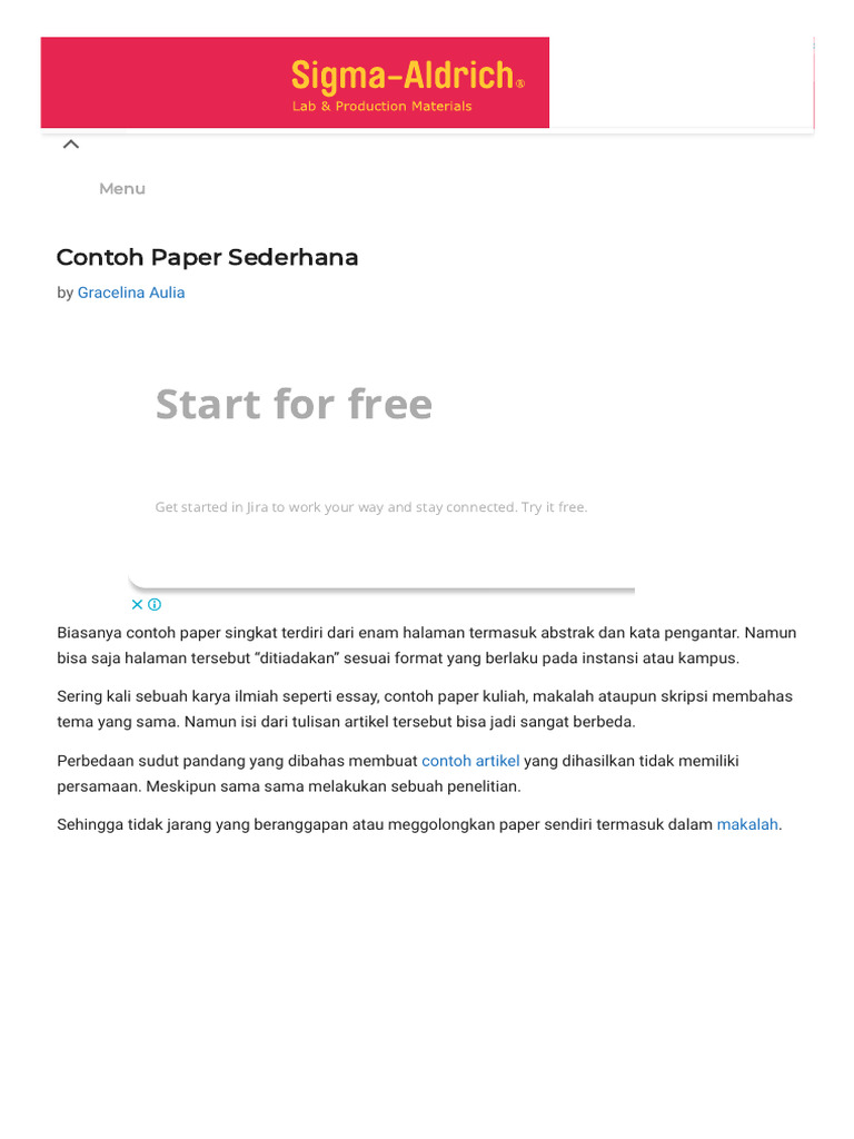 10 CONTOH PAPER Kuliah Singkat Dan Cara Membuatnya + PDF | PDF