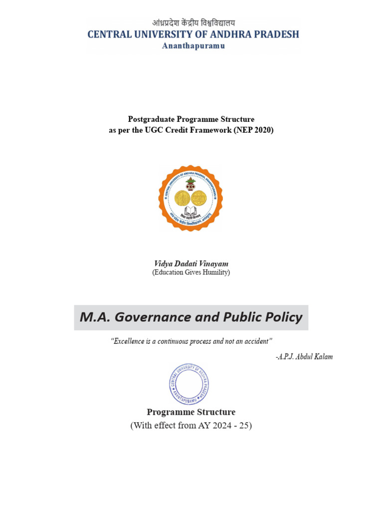 M.A. Governance and Public Policy Structure | PDF | Political ...