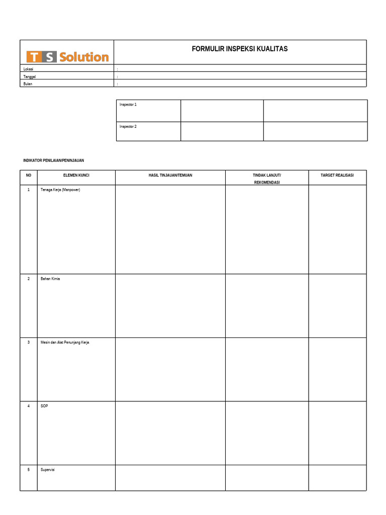 Formulir Inspeksi Kualitas SOP Pelipatan | PDF