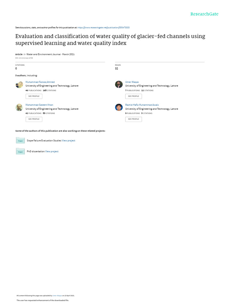 1-Evaluation and Classification of Water Quality | PDF | Earth Sciences