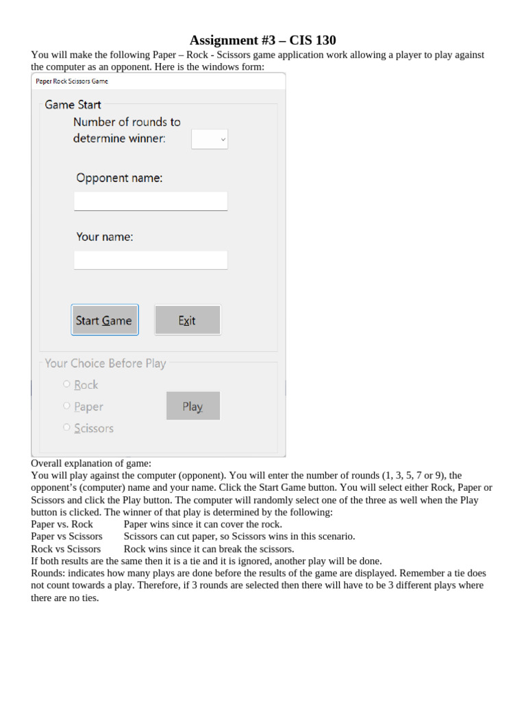 Paper Rock Scissors Game Assignment | PDF | Computer Science | Software ...
