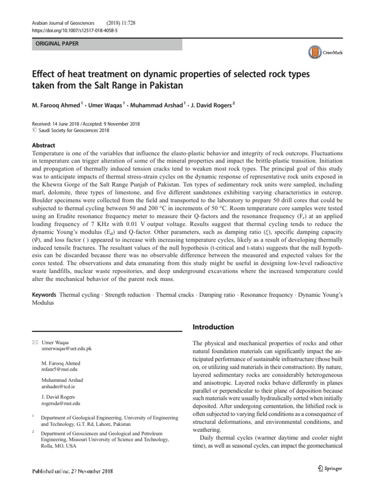 Heat Treatment Effects on Rock Dynamics | PDF | Strength Of Materials ...