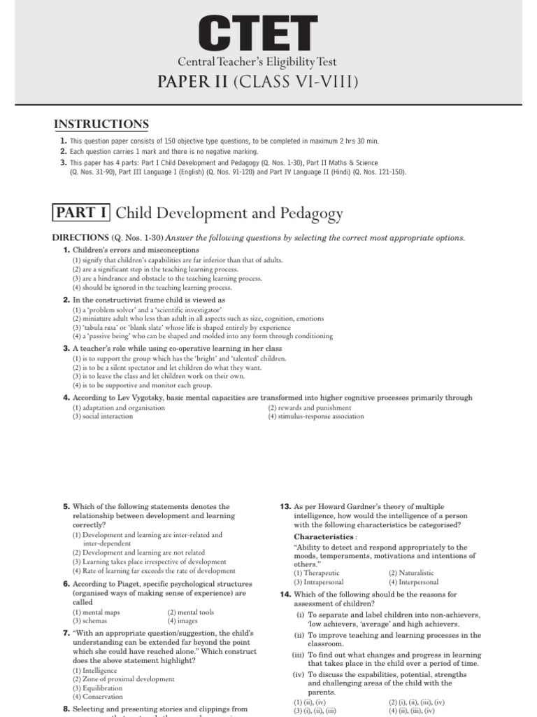 CTET Exam: Child Development Focus | PDF | Learning | Constructivism ...