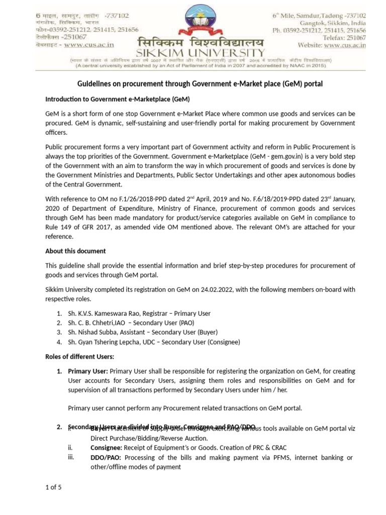GeM Procurement Guidelines Overview | PDF | Procurement | Business