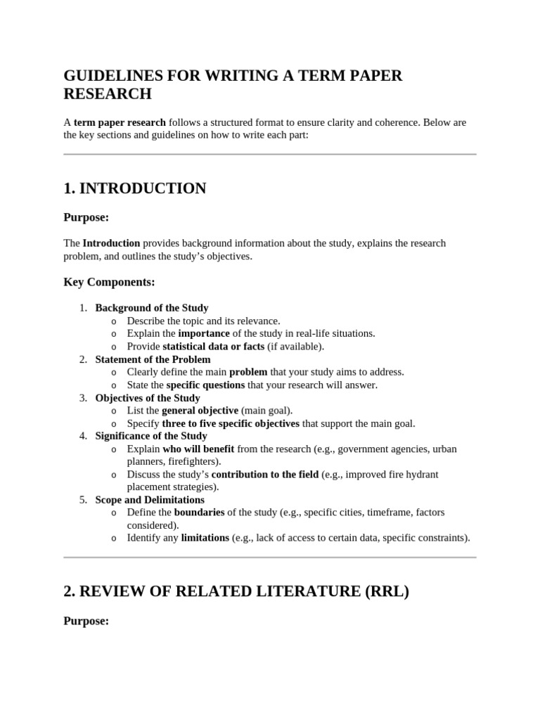 Guidelines For Writing A Term Paper Research | PDF | Survey Methodology ...