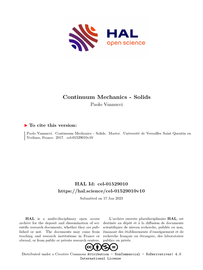 Continuum Mechanics Course Notes | PDF | Force | Eigenvalues And ...