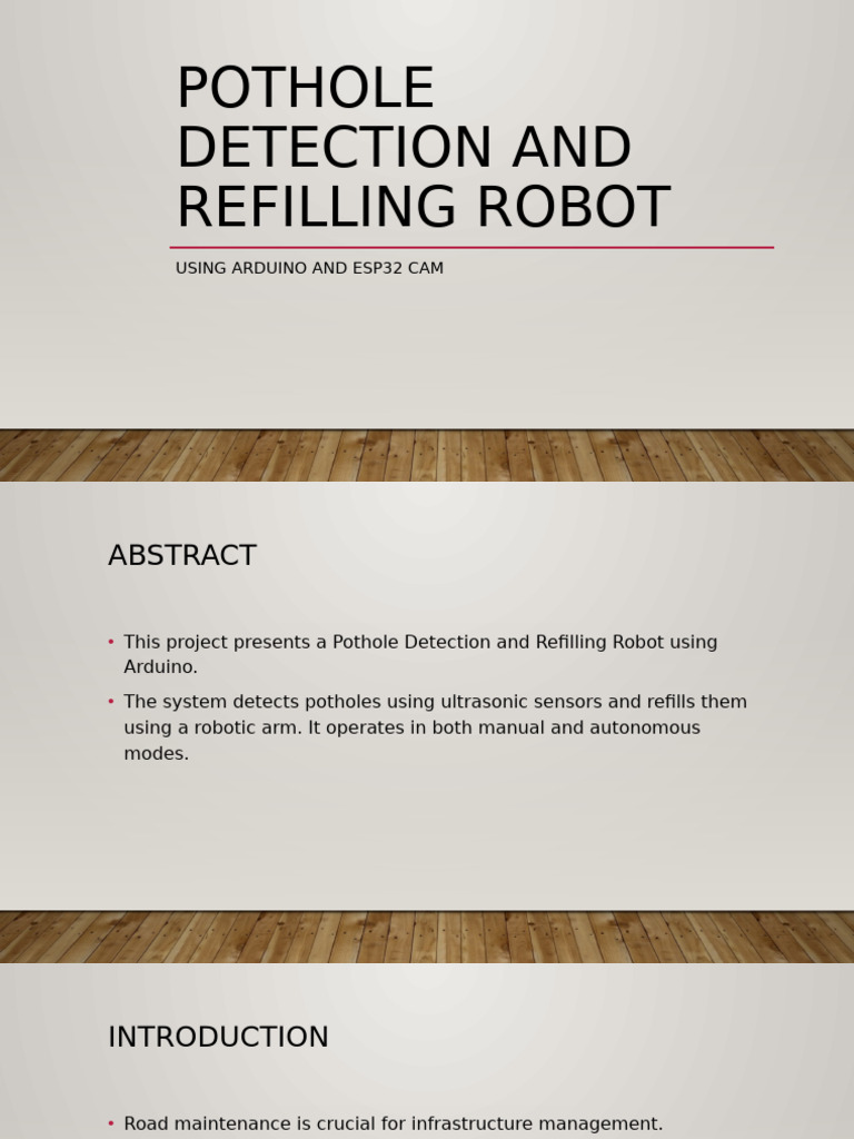 Pothole Detection & Refill Robot | PDF | Automation | Arduino
