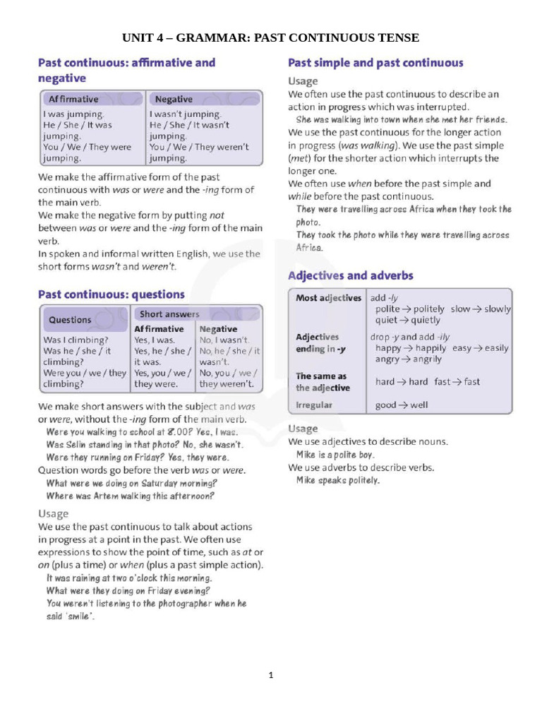 Grade 7 Grammar Unit 4 | PDF