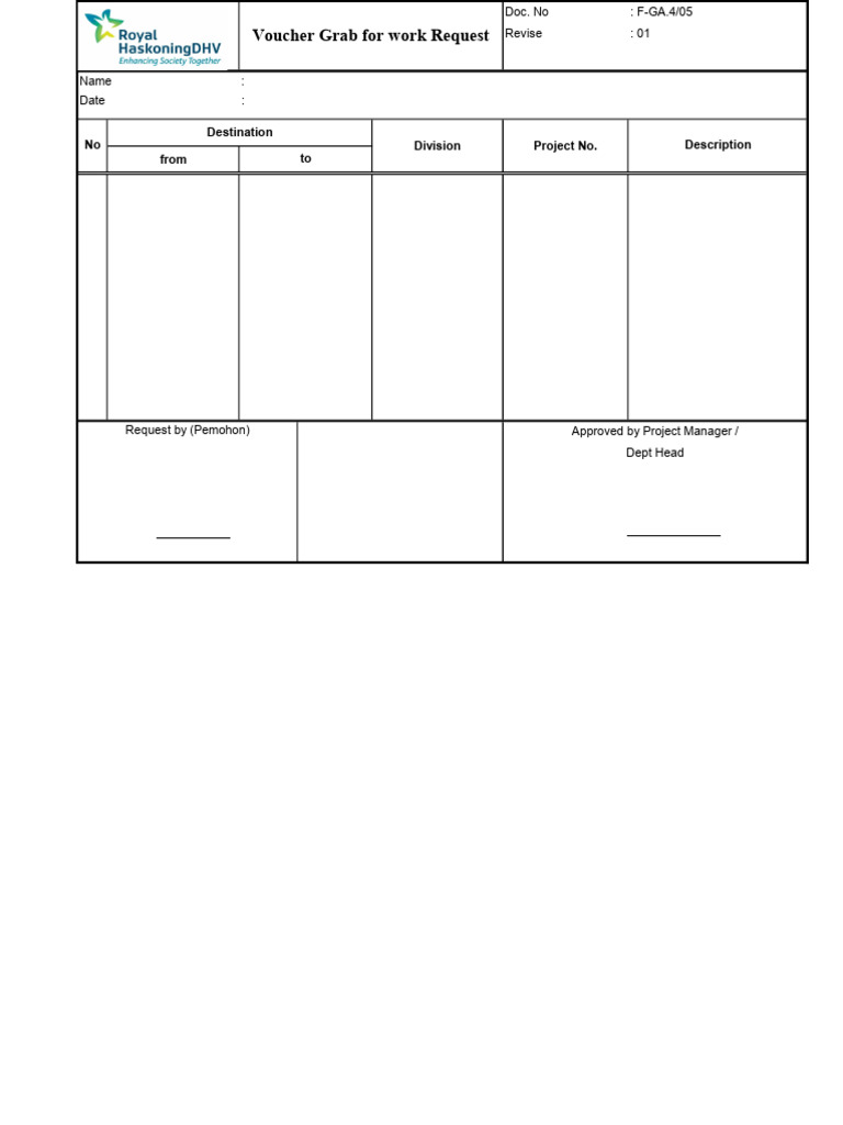 Voucher Grab Work Request Form | PDF