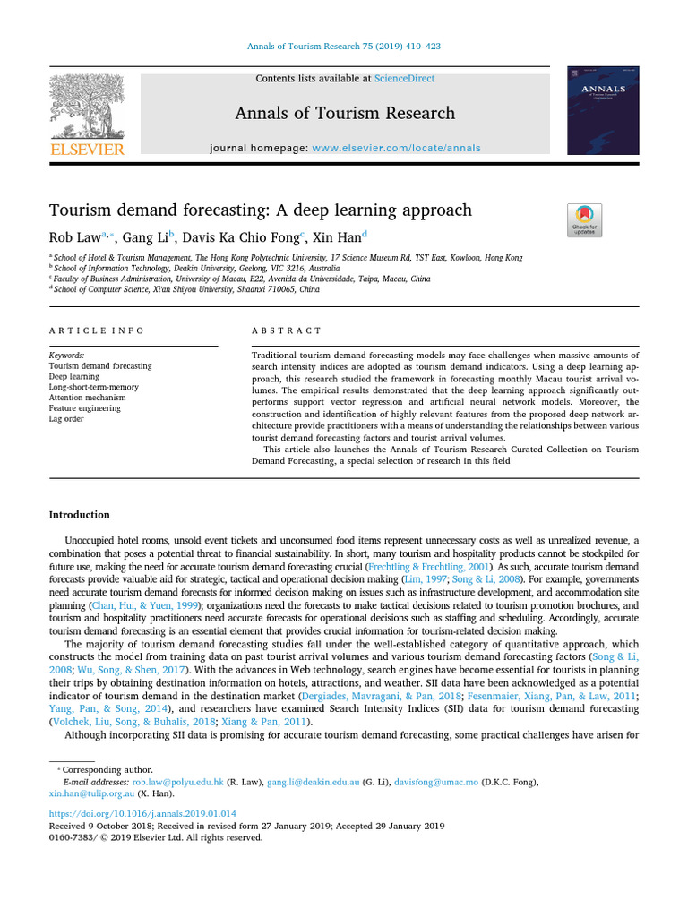 Deep Learning for Tourism Demand Forecasting | PDF | Deep Learning ...