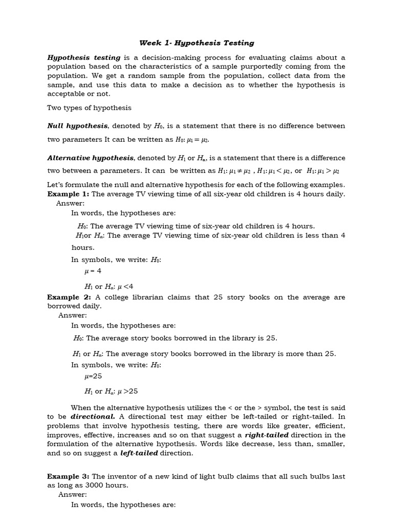 Understanding Hypothesis Testing Basics | PDF | Statistical ...