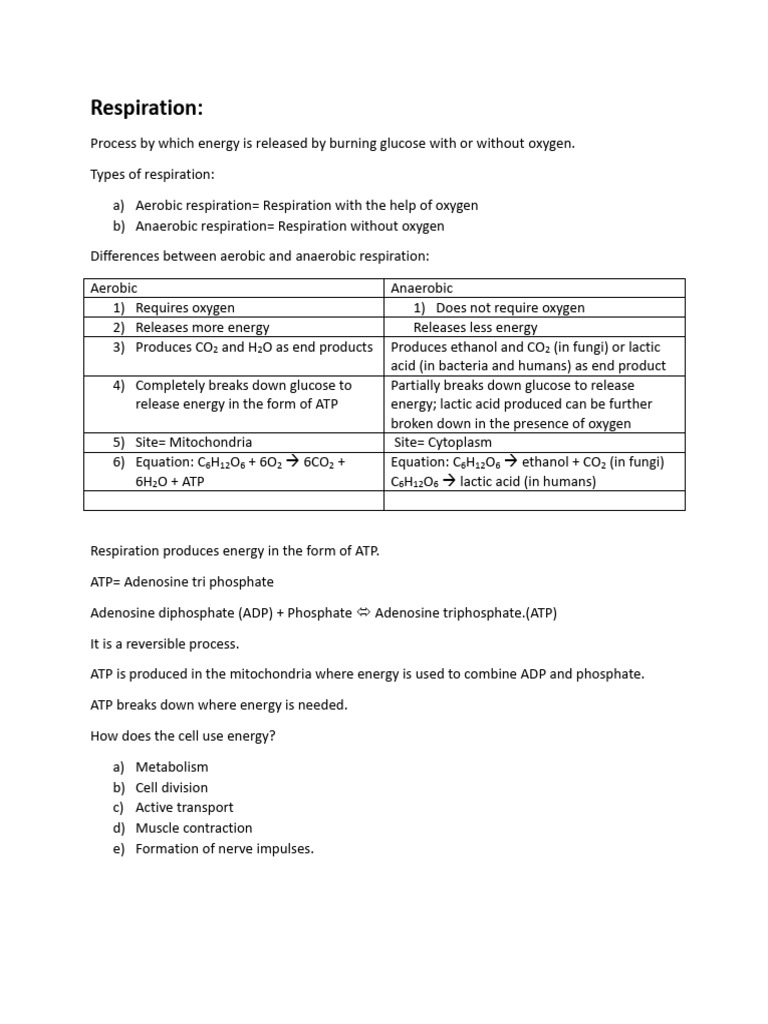 Respiration | PDF | Cellular Respiration | Adenosine Triphosphate