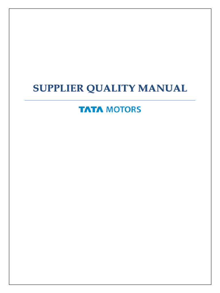 Tata Motors Supplier Quality Manual | PDF | Supply Chain | Risk Assessment