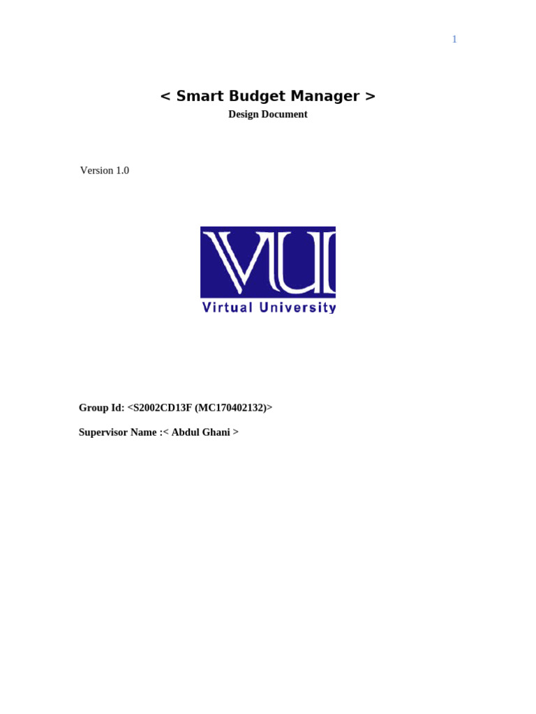 Smart Budget Manager Design Document | PDF | Database Design | Data Model