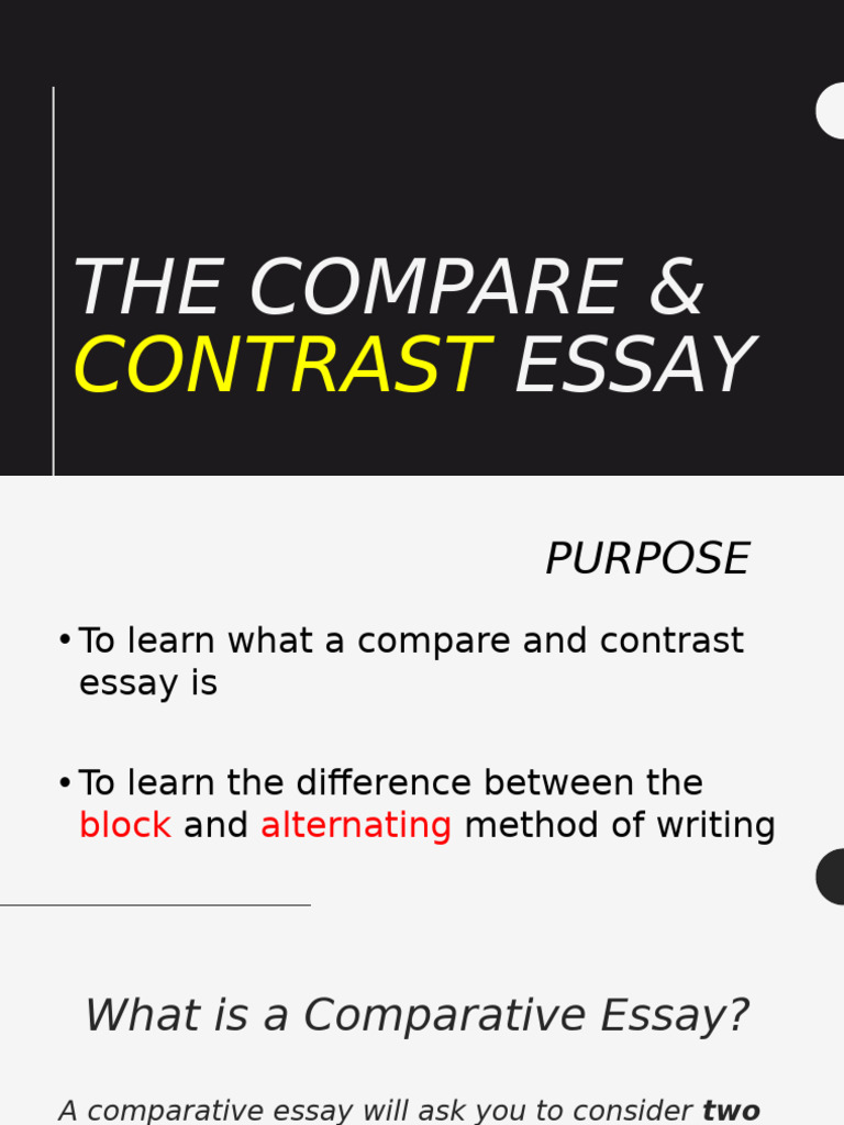 The Compare & Essay: Contrast | PDF | Essays | Paragraph