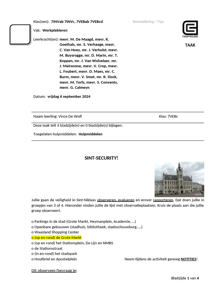 2024 2025 WPL Opdracht Sint-Security | PDF