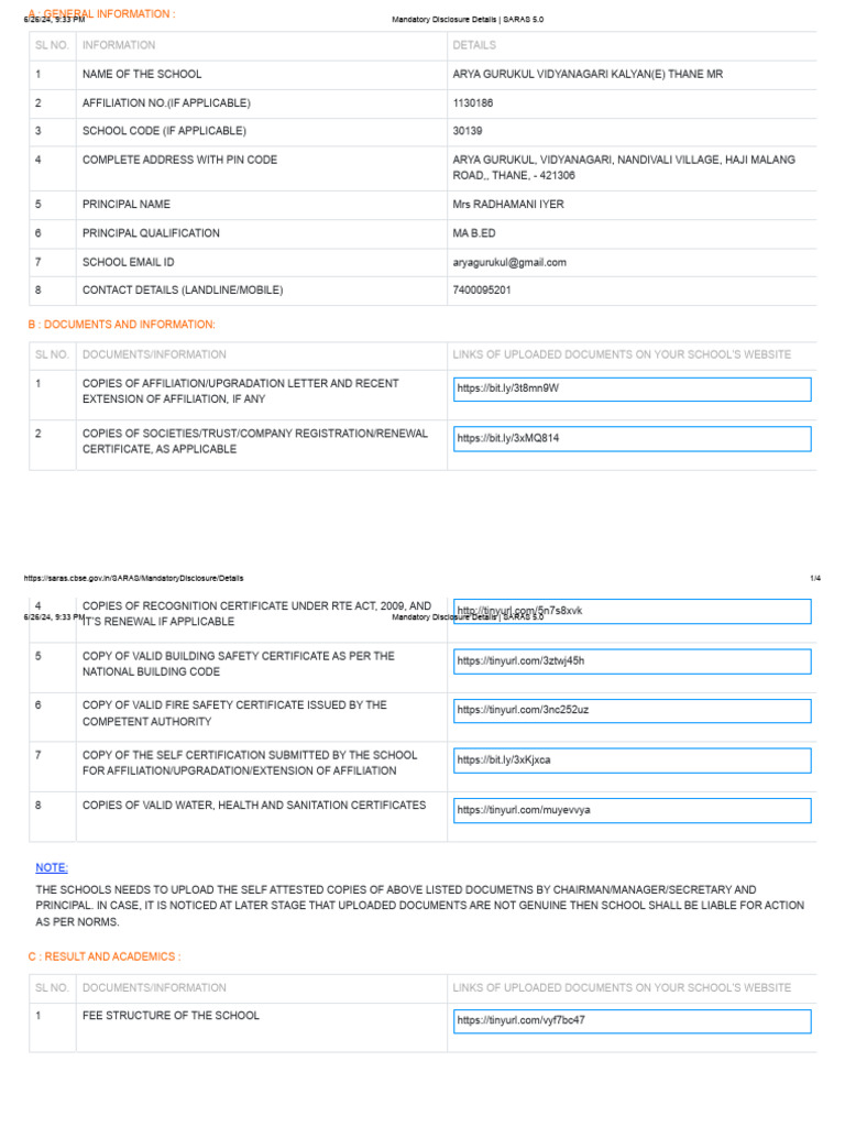 Arya Gurukul School Information & Documents | PDF