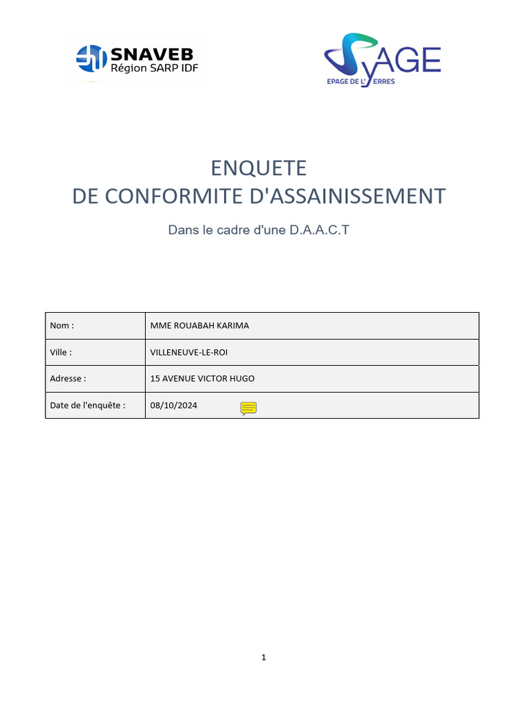 Rapport d'enquête d'assainissement non conforme | PDF | Hygiène ...