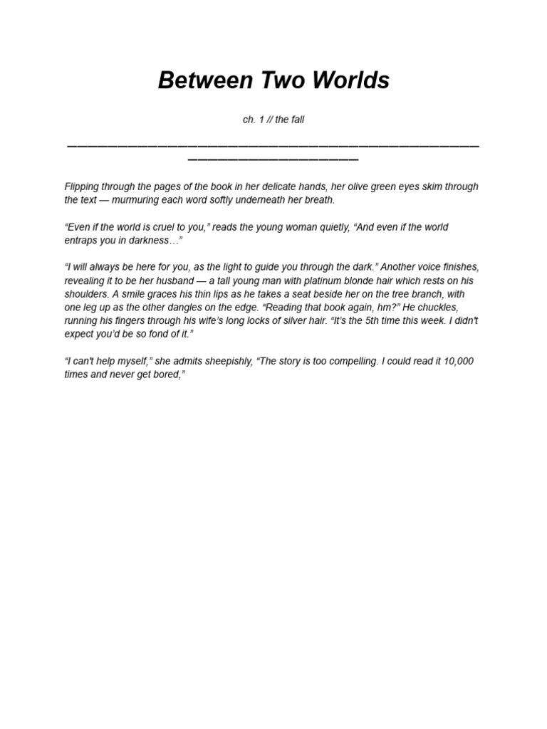 Between Two Worlds: Chapter 1 Summary | PDF