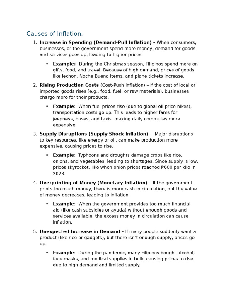 Causes and Effect of Inflation | PDF | Cost Of Living | Inflation